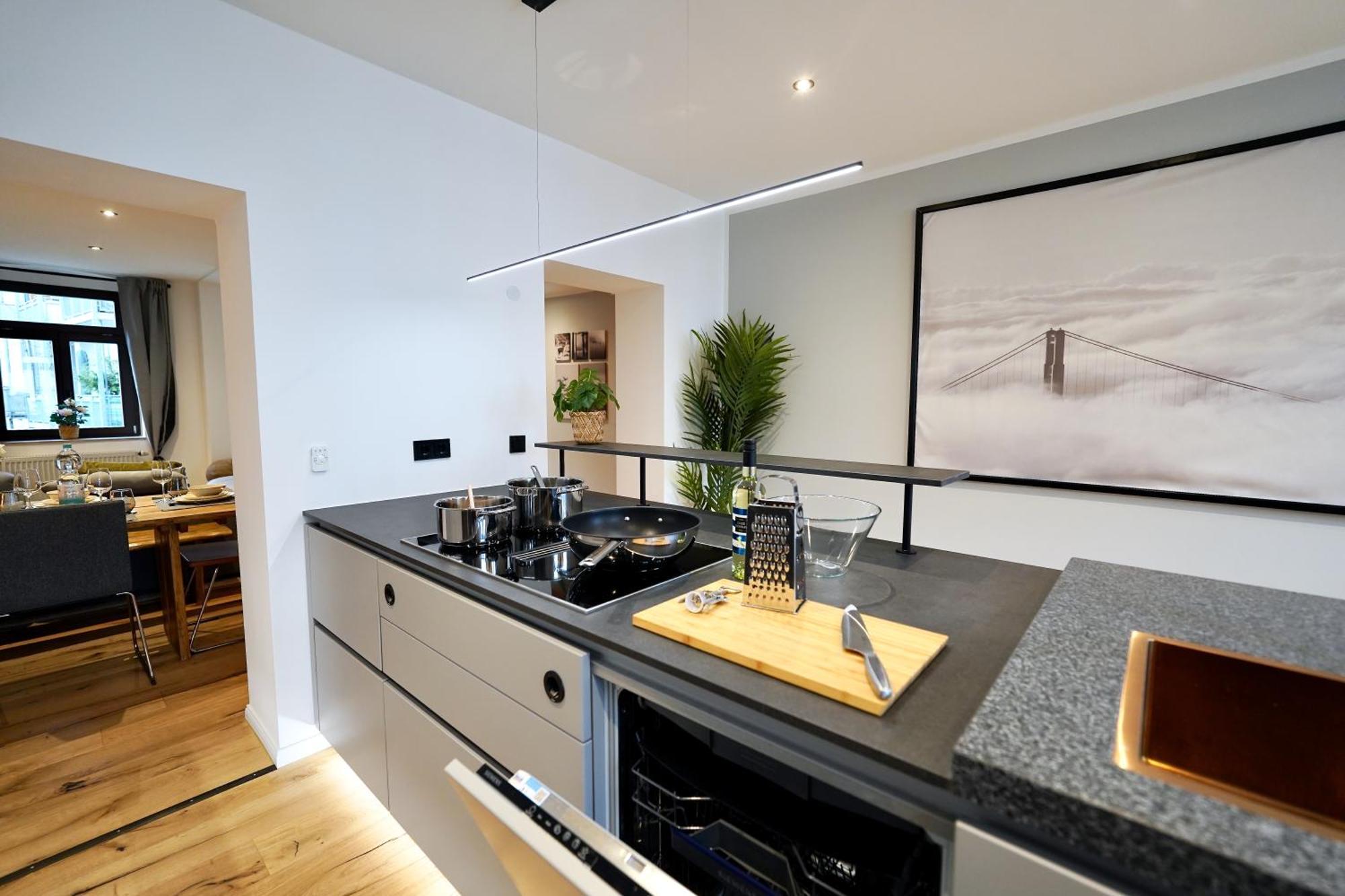 קמניץ Edler Wohnraum Schlossteich-Suite 3 Sz Mit Zwei Balkonen, Kaffeevollautomat, Kamin, Klima, Lift & Zwei Parkplaetzen מראה חיצוני תמונה